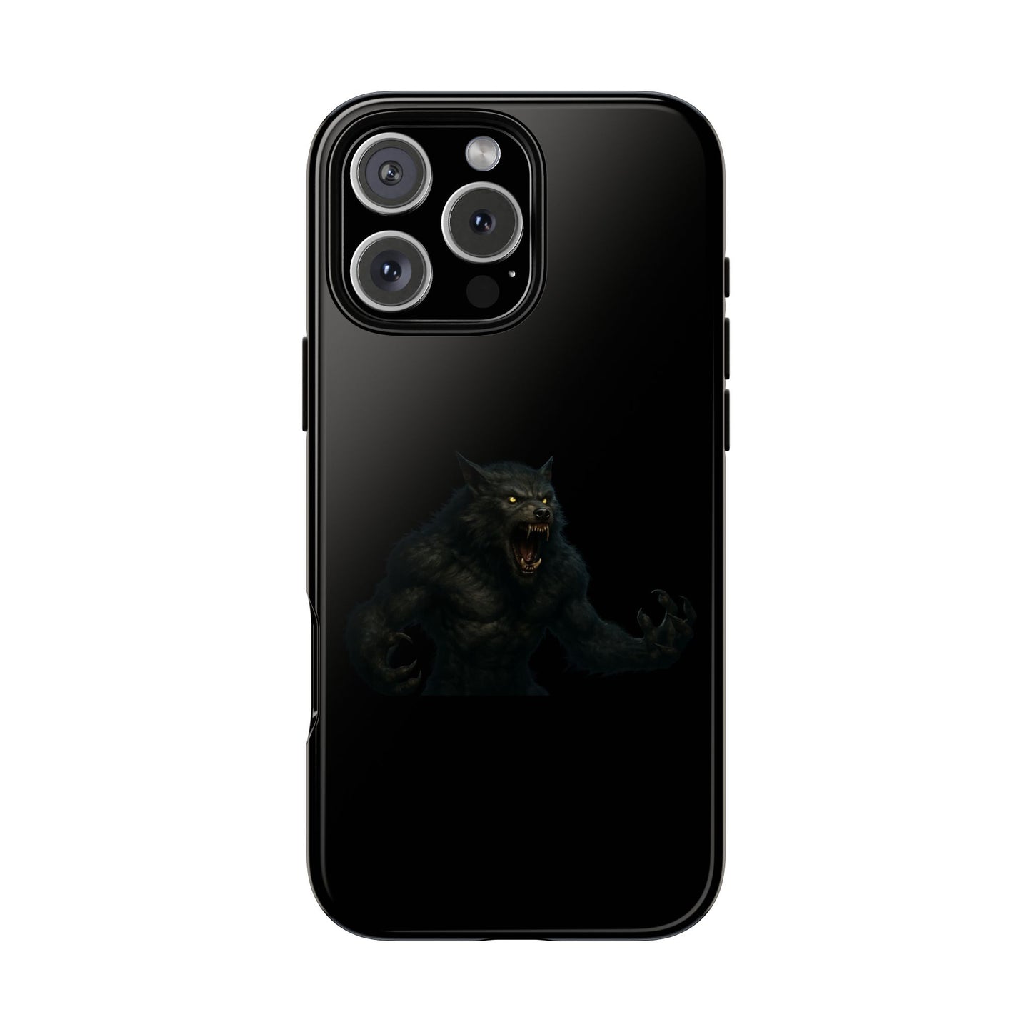 Dark monster graphic werewolf phone case by Printify, tough protective cover with a fierce werewolf design for smartphones.