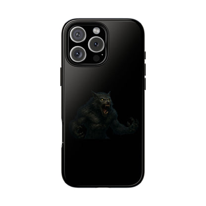 Dark monster graphic werewolf phone case by Printify, tough protective cover with a fierce werewolf design for smartphones.