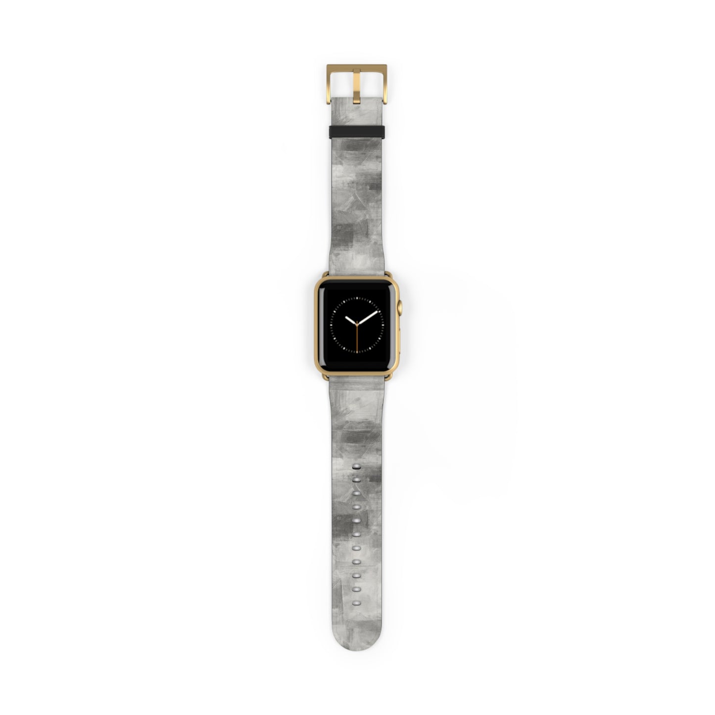 Gray watercolor camouflage Apple Watch band with neutral abstract design, made by Printify, shown on a watch strap.