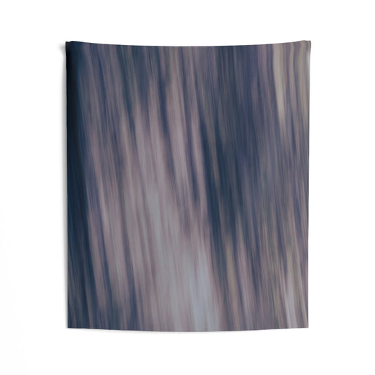 Abstract blurred lines tapestry featuring moody blue wall art, printed by Printify, suitable for modern home decor.