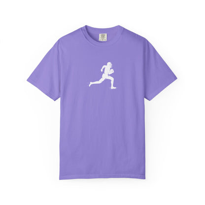 Sporty Unisex Garment-Dyed T-Shirt with Football Player Graphic, Activewear, Casual Wear, Gift for Runners, Fitness Apparel, Everyday Style