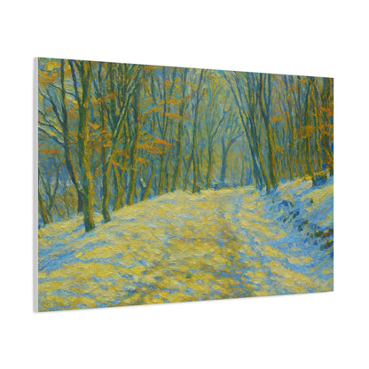 Winter landscape canvas wall art by Printify featuring a cozy nature scene, ideal for living room decor.