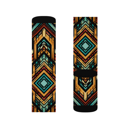 Southwestern Aztec Pattern Socks | Geometric Tribal Print