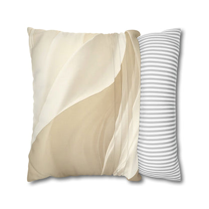 Beige Abstract Wave Pillowcase | Faux Suede Square Pillow Cover