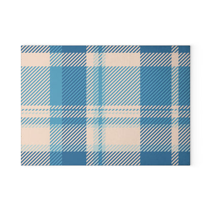 Blue Plaid Glass Cutting Board — Pastel Kitchen Chopping Board