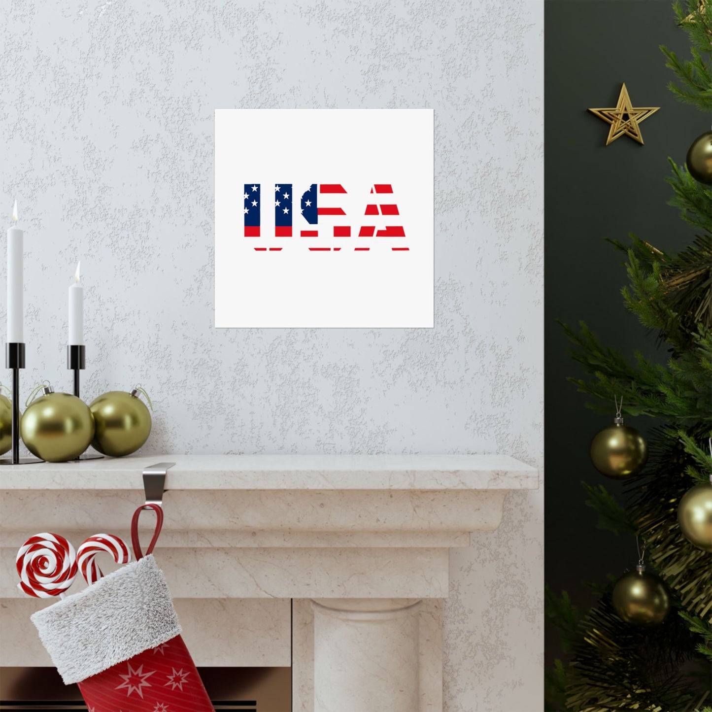 USA Patriotic Wall Art Poster, Red White Blue Home Decor, Fourth of July Decoration, American Flag Art, Independence Day Gift