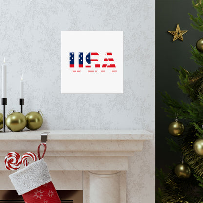 USA Patriotic Wall Art Poster, Red White Blue Home Decor, Fourth of July Decoration, American Flag Art, Independence Day Gift