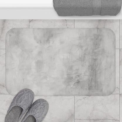 Grey modern minimalist rug bath mat by Printify, soft and plush for bathroom comfort and stylish home decor.