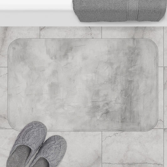 Grey modern minimalist rug bath mat by Printify, soft and plush for bathroom comfort and stylish home decor.