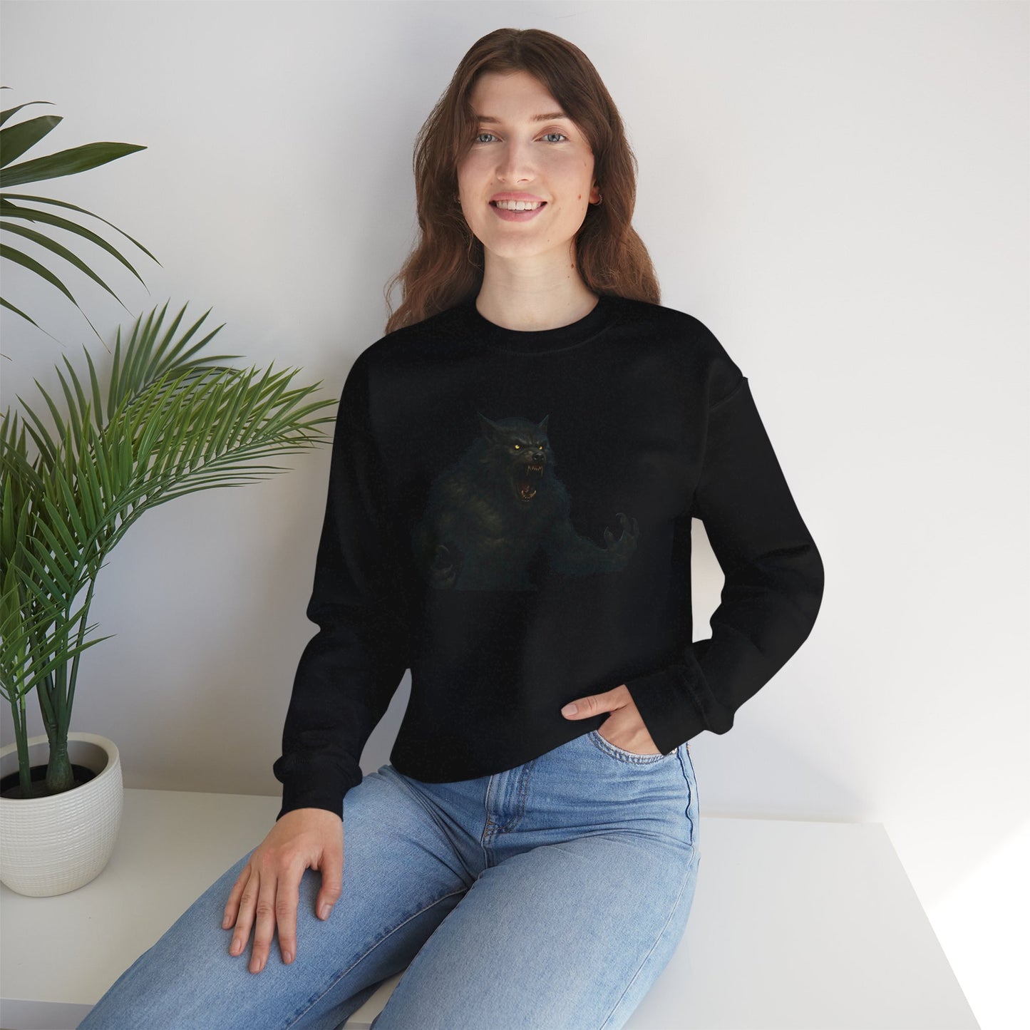 Fierce Werewolf Graphic Sweatshirt, Cozy Unisex Crewneck, Perfect for Casual Outfits, Halloween Apparel, Everyday Wear
