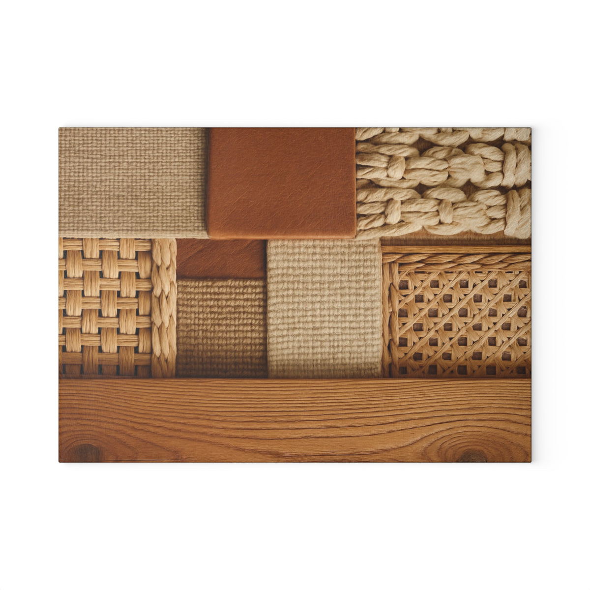 Woven Texture Glass Cutting Board – Rustic Boho Kitchen Decor