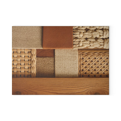 Woven Texture Glass Cutting Board – Rustic Boho Kitchen Decor