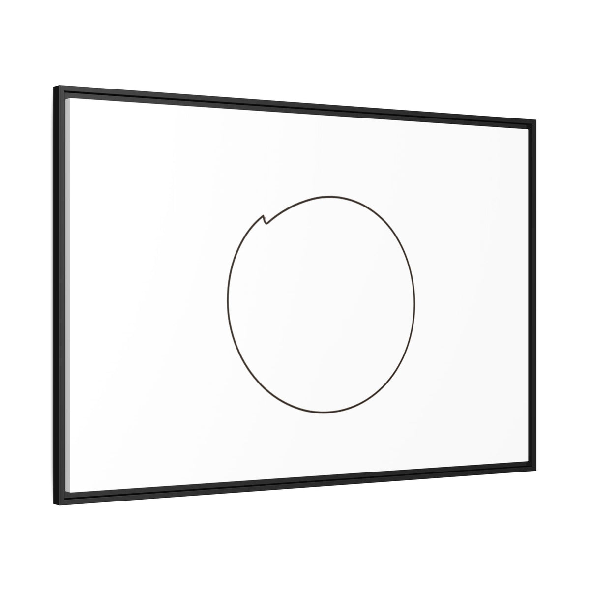 Framed matte canvas wall art featuring a minimal circular line design, by Printify, hanging on a modern interior wall.