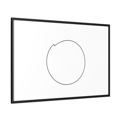 Framed matte canvas wall art featuring a minimal circular line design, by Printify, hanging on a modern interior wall.
