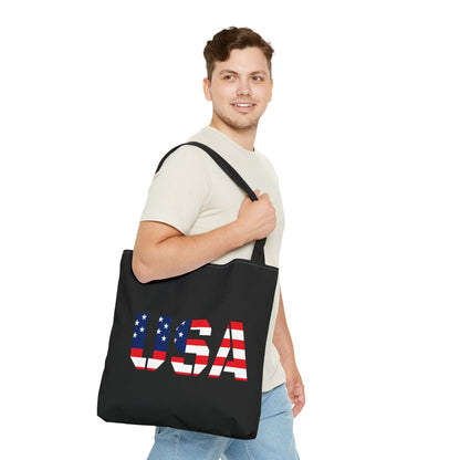 Patriotic USA Print Tote Bag, Reusable Shopping Bag, 4th of July Gift, Summer Carryall, American Flag Style - TRV