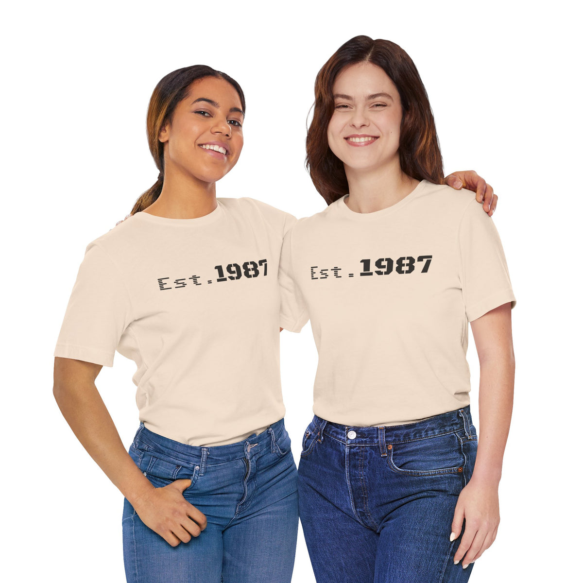 Printify vintage Est. 1987 T-shirt featuring retro design and classic fit, perfect for fans of 1980s style and casual wear.