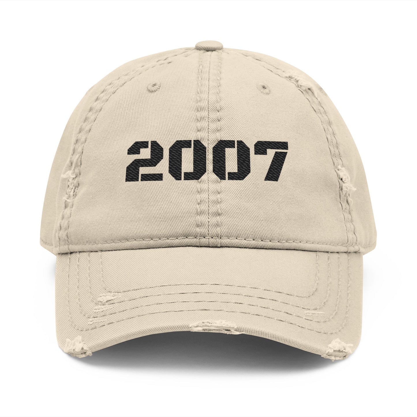 Distressed Dad Hat with 2007 Embroidery, Casual Fashion Cap for Everyday Wear, Gift for Birthday, Fathers Day, Retro Hat - TRV