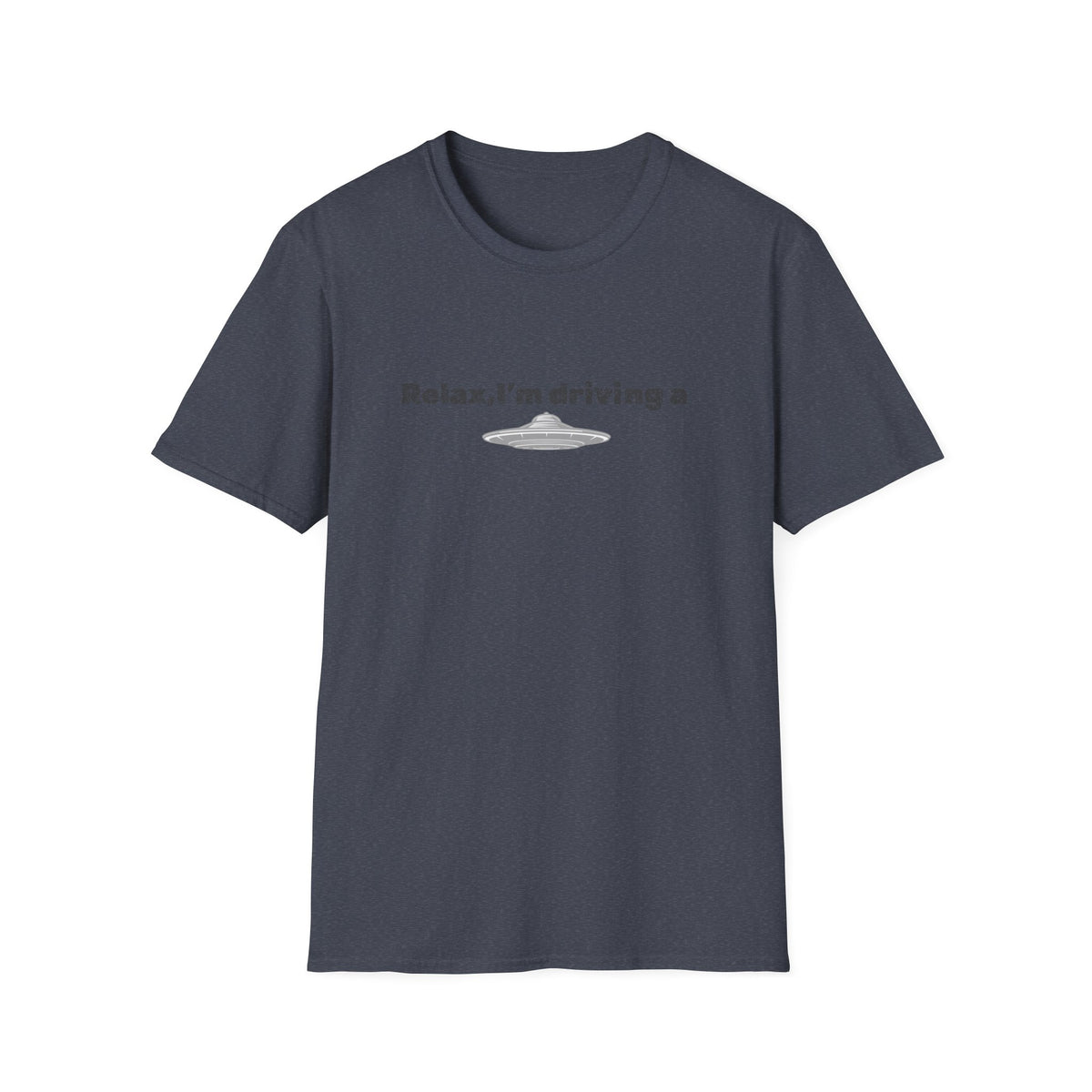 Funny alien graphic T-shirt by Printify featuring a UFO design, perfect for sci-fi fans and casual wear.
