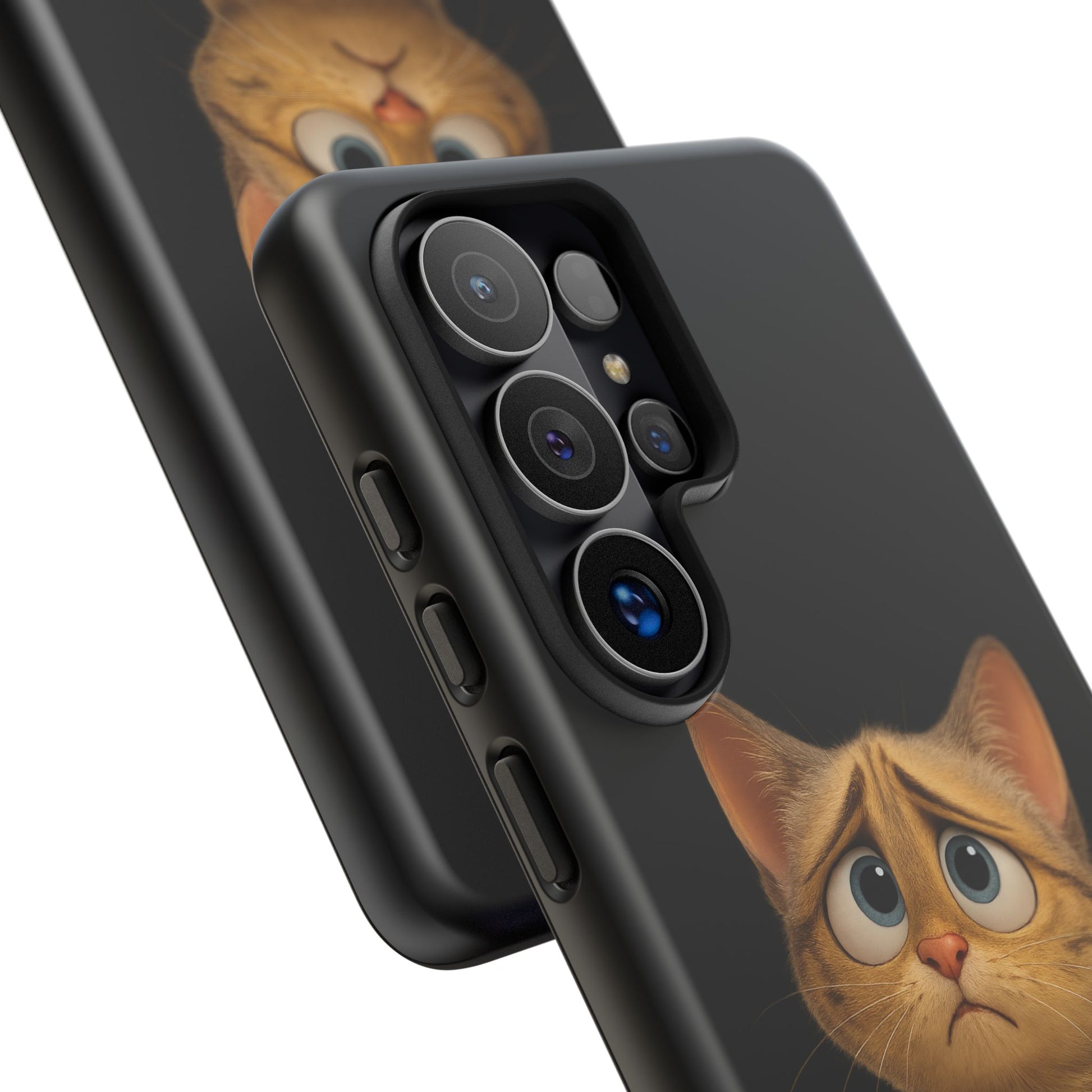 Cute sad kitty print phone case for iPhone, protective design featuring a sad kitten illustration by Printify
