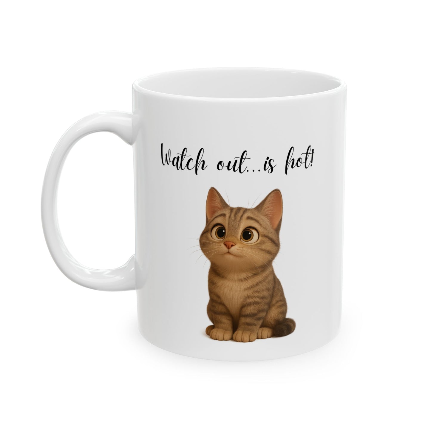 Latte Lover Ceramic Mug — Cute Coffee Cat Illustration (11oz, 15oz)