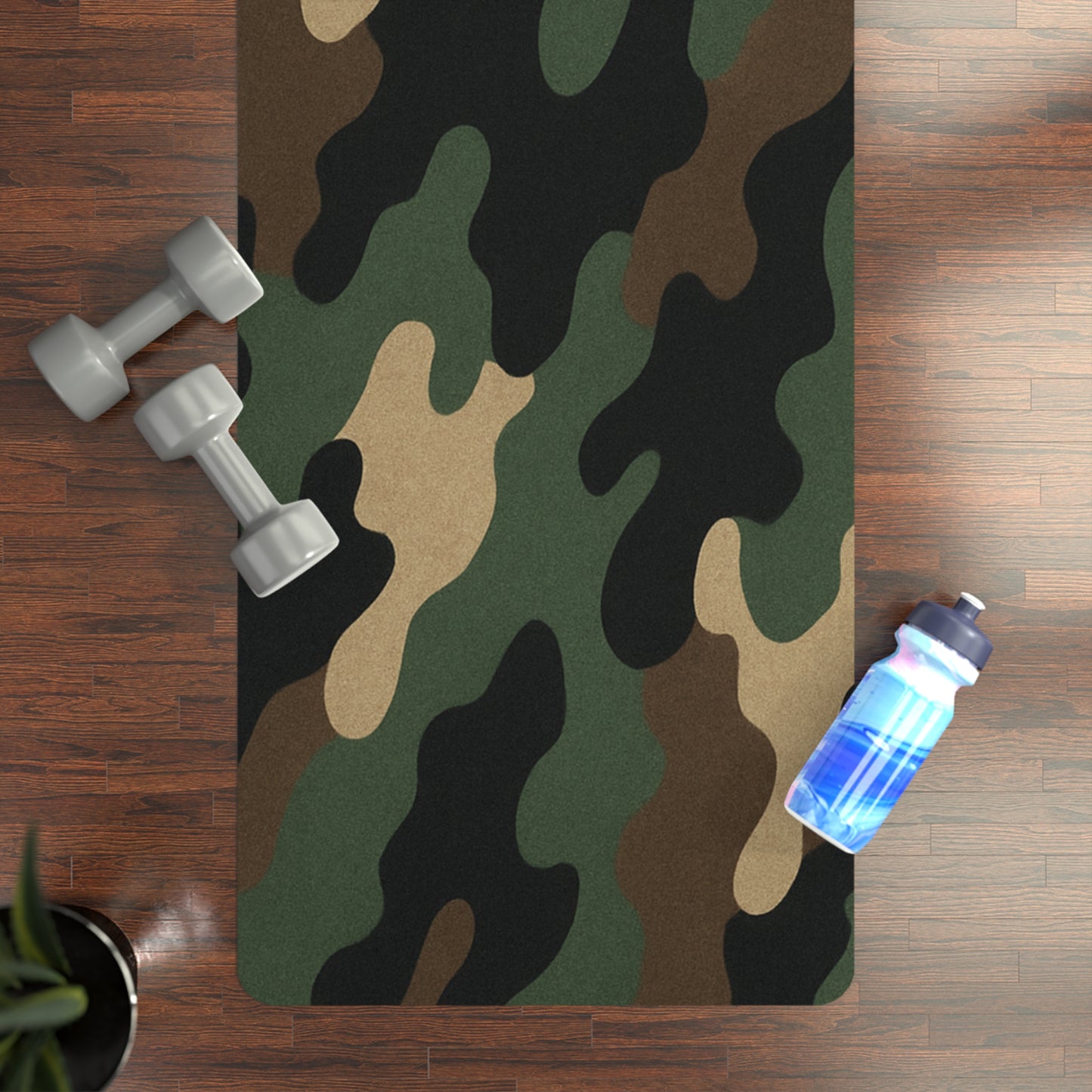 Camo Rubber Yoga Mat — Non-Slip Military Green Exercise Mat