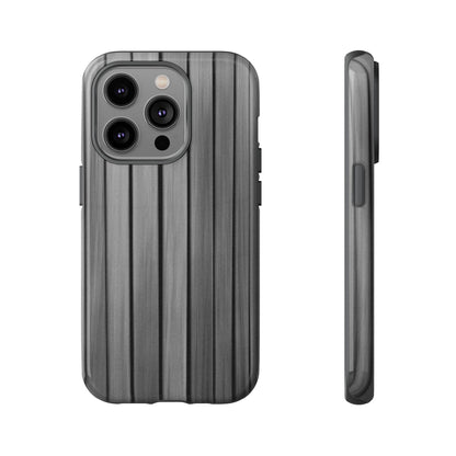Ribbed metal texture phone case for iPhone, tough protective cover with durable design by Printify, showcasing the textured surface.