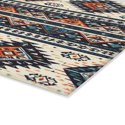 Southwestern Aztec Pattern Glass Cutting Board — Rustic Kitchen Decor