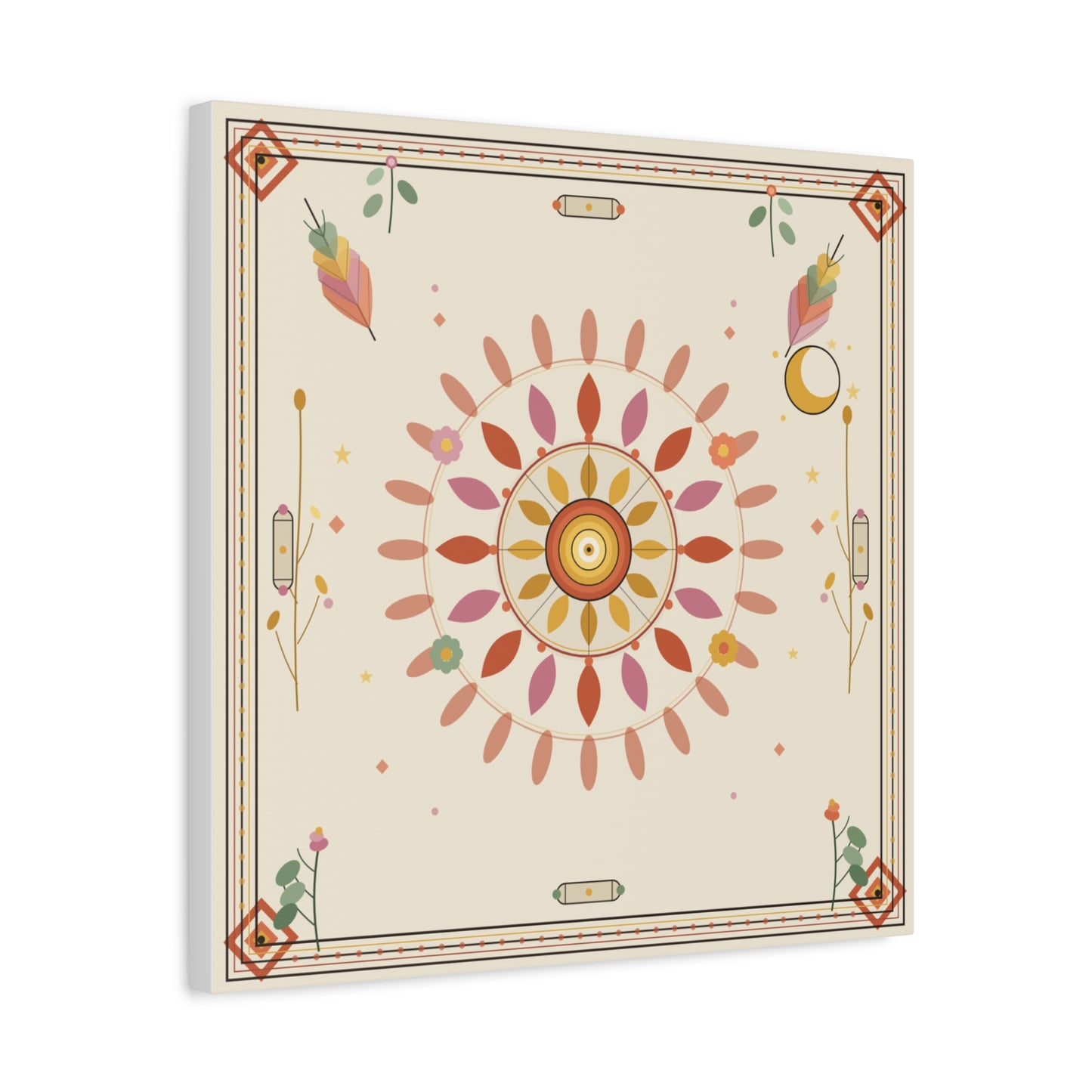 Boho Sun Mandala Matte Canvas