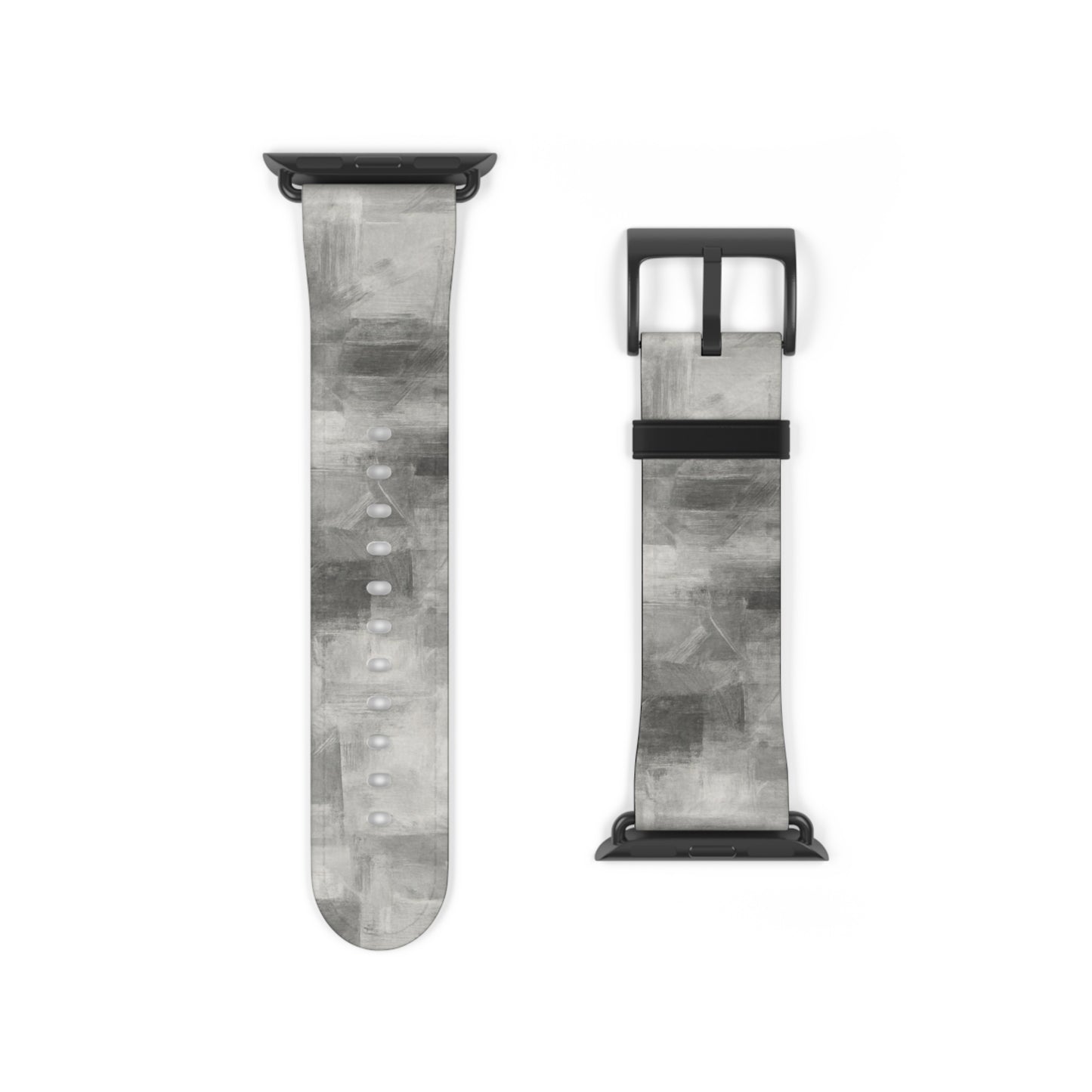 Gray watercolor camouflage Apple Watch band with neutral abstract design, made by Printify, designed for stylish accessory customization.
