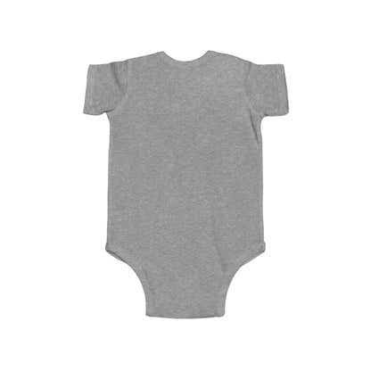 Unisex infant bodysuit by Printify featuring a cute heart gesture design, perfect for babies on special occasions.