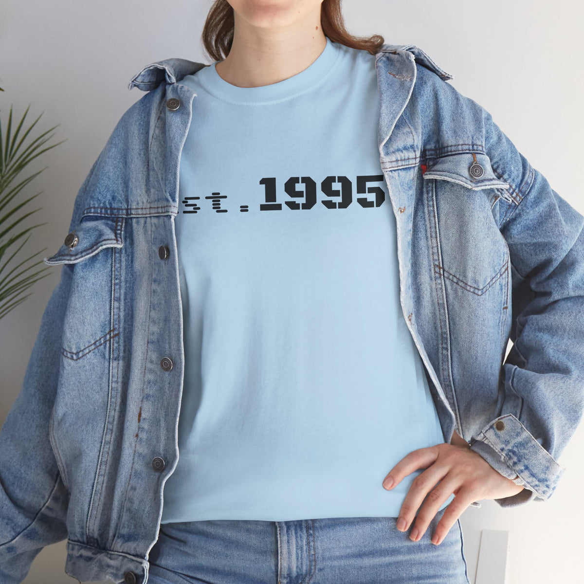 Vintage minimalist "Est. 1995" birthday T-shirt by Printify, featuring a simple design and classic fit.