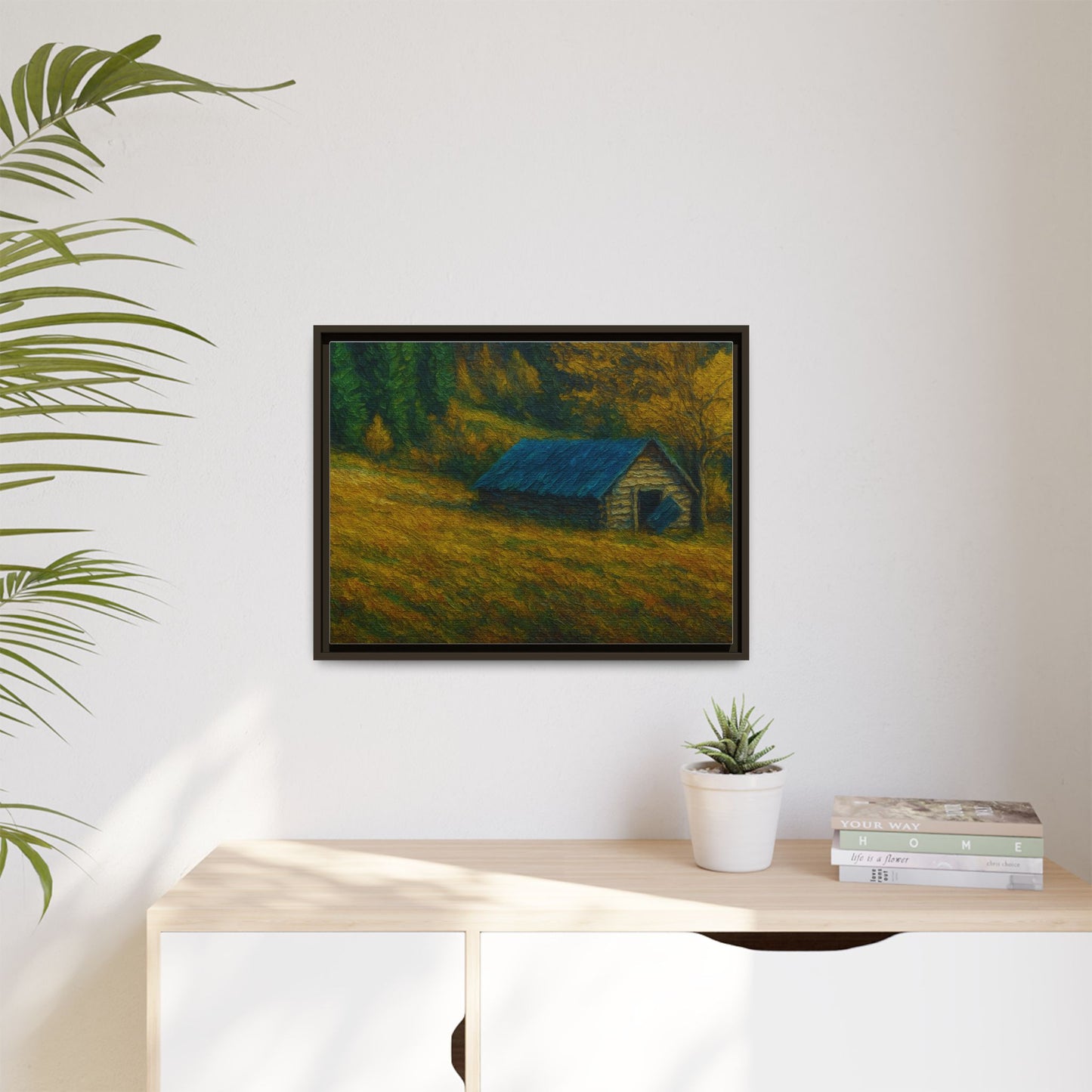Framed Matte Canvas Print, Rustic Artwork, Farmhouse Decor, Nature Wall Art, Gift for Home, Autumn Decor, Landscape Painting