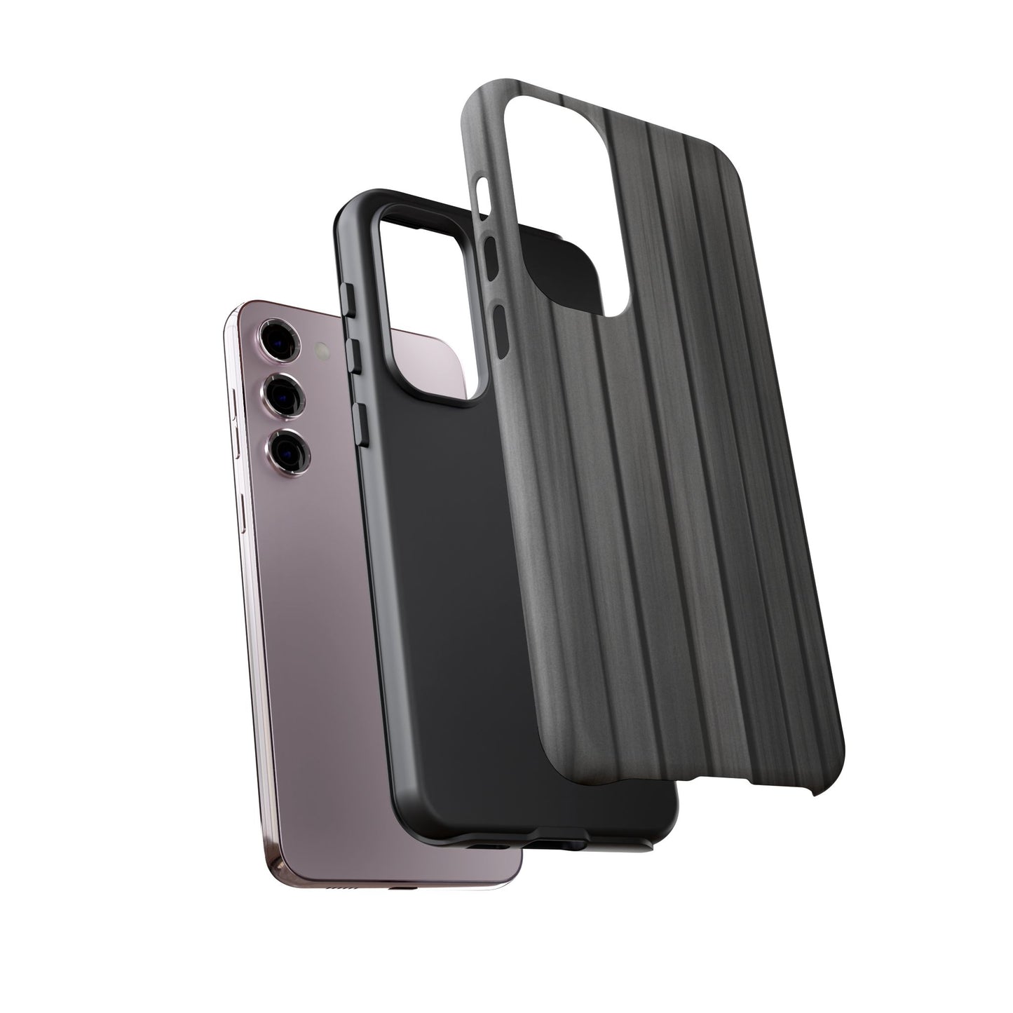 Ribbed metal texture phone case for iPhone, tough protective cover with metal design by Printify.