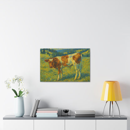 Cow Art Canvas Print, Rustic Farmhouse Decor, Animal Lover Gift, Country Wall Art, Thoughtful Homewarming - TRV
