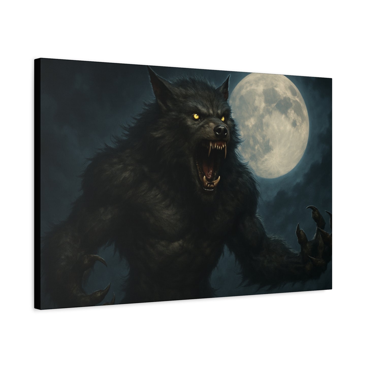 Werewolf Moon Canvas Art | Dark Fantasy Decor for Halloween, Gothic Home, Werewolf Lover Gift, Unique Wall Art, Spooky Decor - TRV