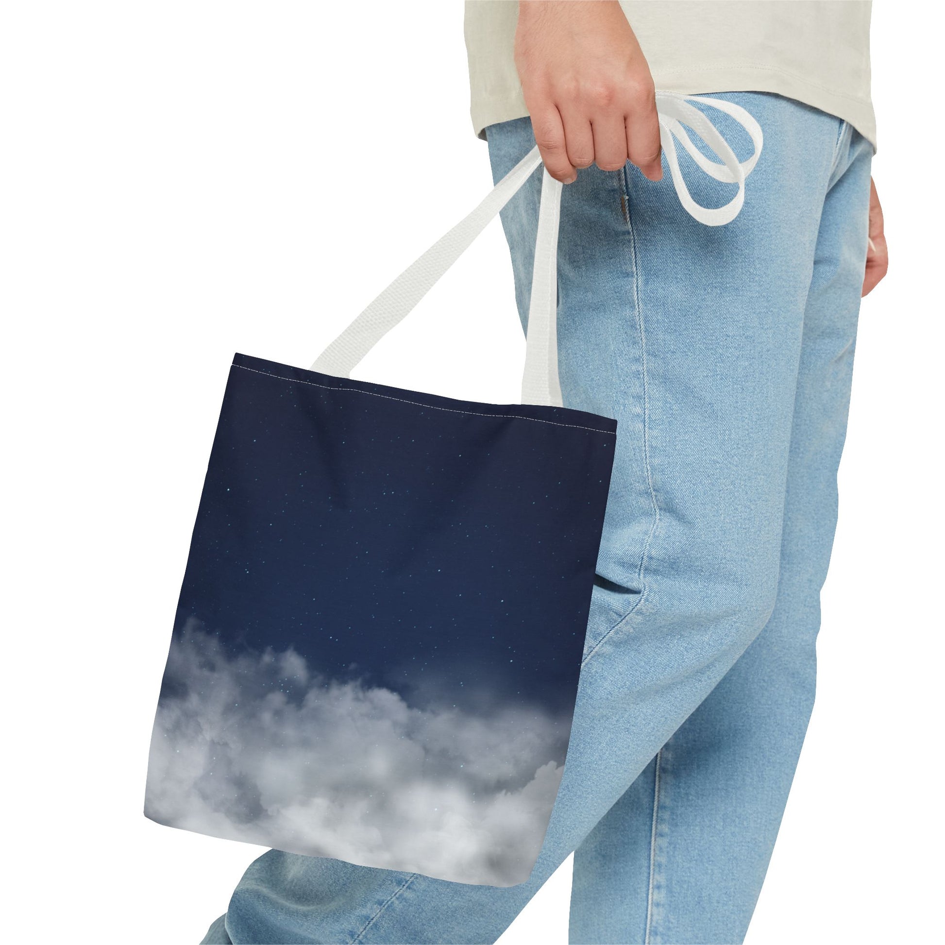 Night Sky Clouds Tote Bag | Starry Navy Ombre - TRV