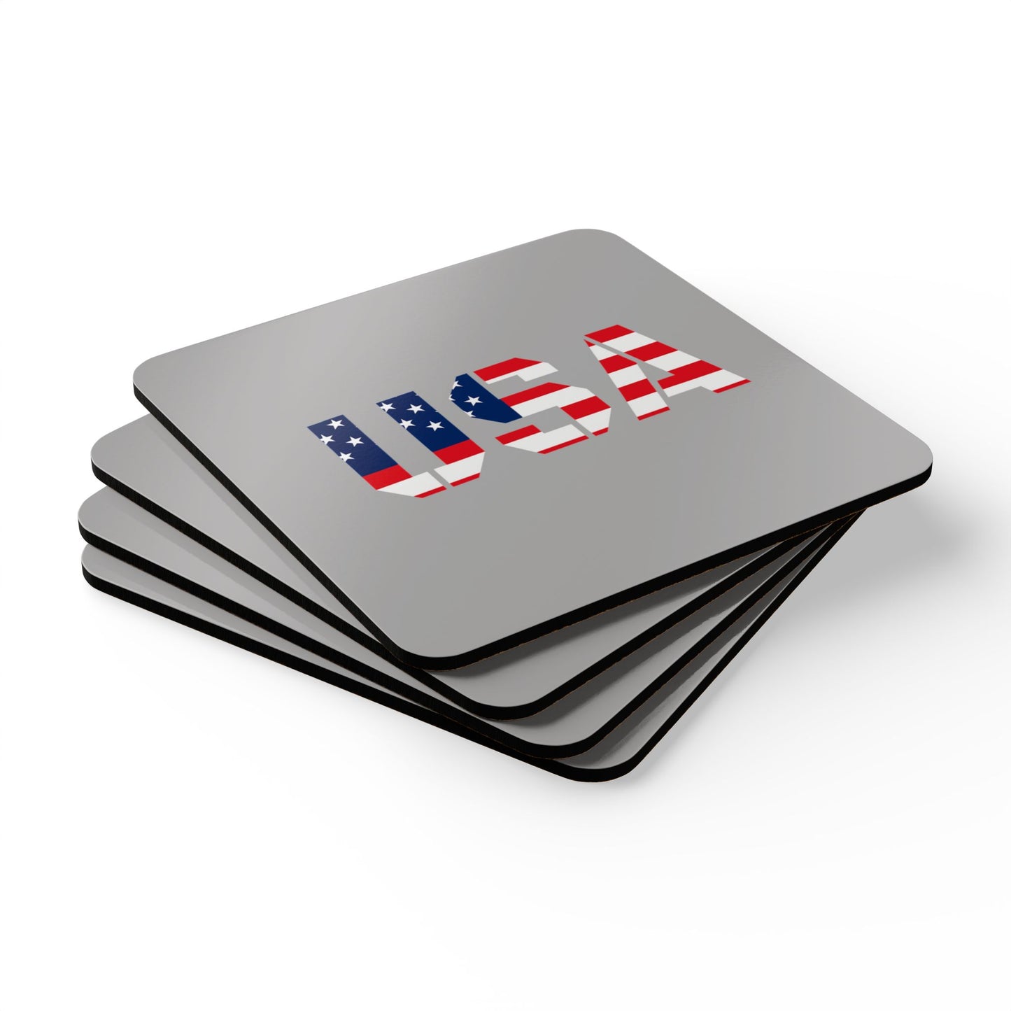 USA Corkwood Coaster Set - Patriotic Drink Coaster for Home, Party, Independence Day, BBQ, Housewarming, Gift