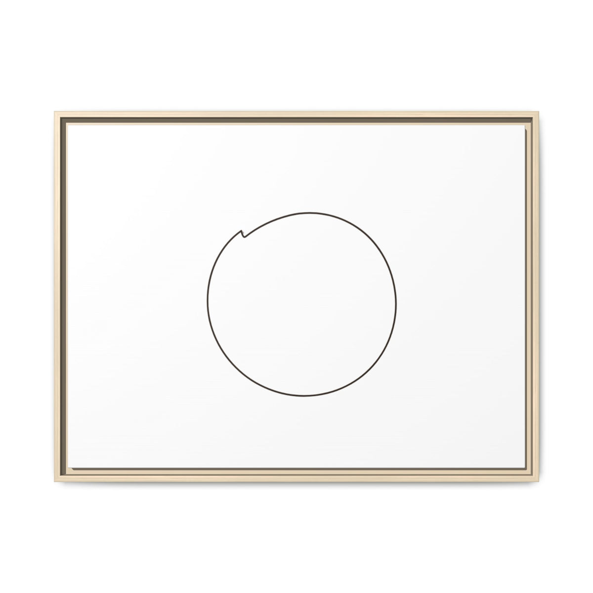 Framed matte canvas wall art featuring a minimal circular line design, by Printify, perfect for modern home decor.