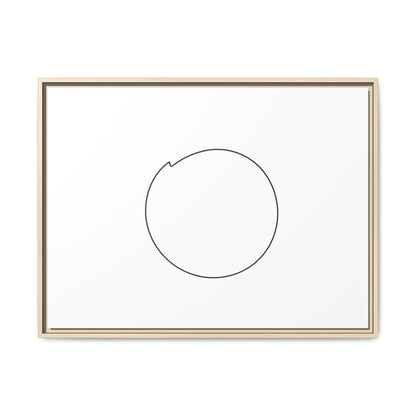 Framed matte canvas wall art featuring a minimal circular line design, by Printify, perfect for modern home decor.