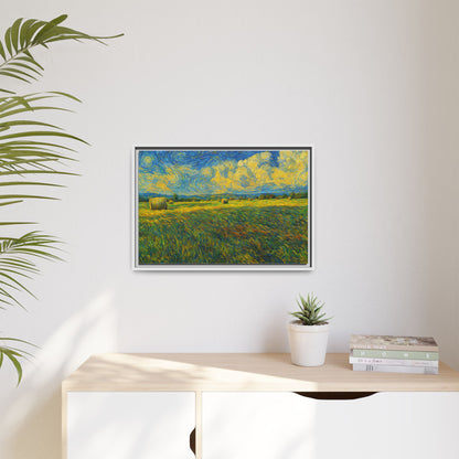 Colorful framed landscape matte canvas print by Printify showcasing vibrant natural scenery with multi-color tones.