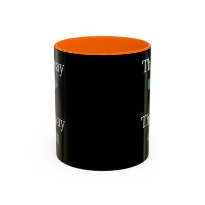 Ceramic coffee mug with "This Way or That Way" arrow design, available in 11oz or 15oz, by Printify.