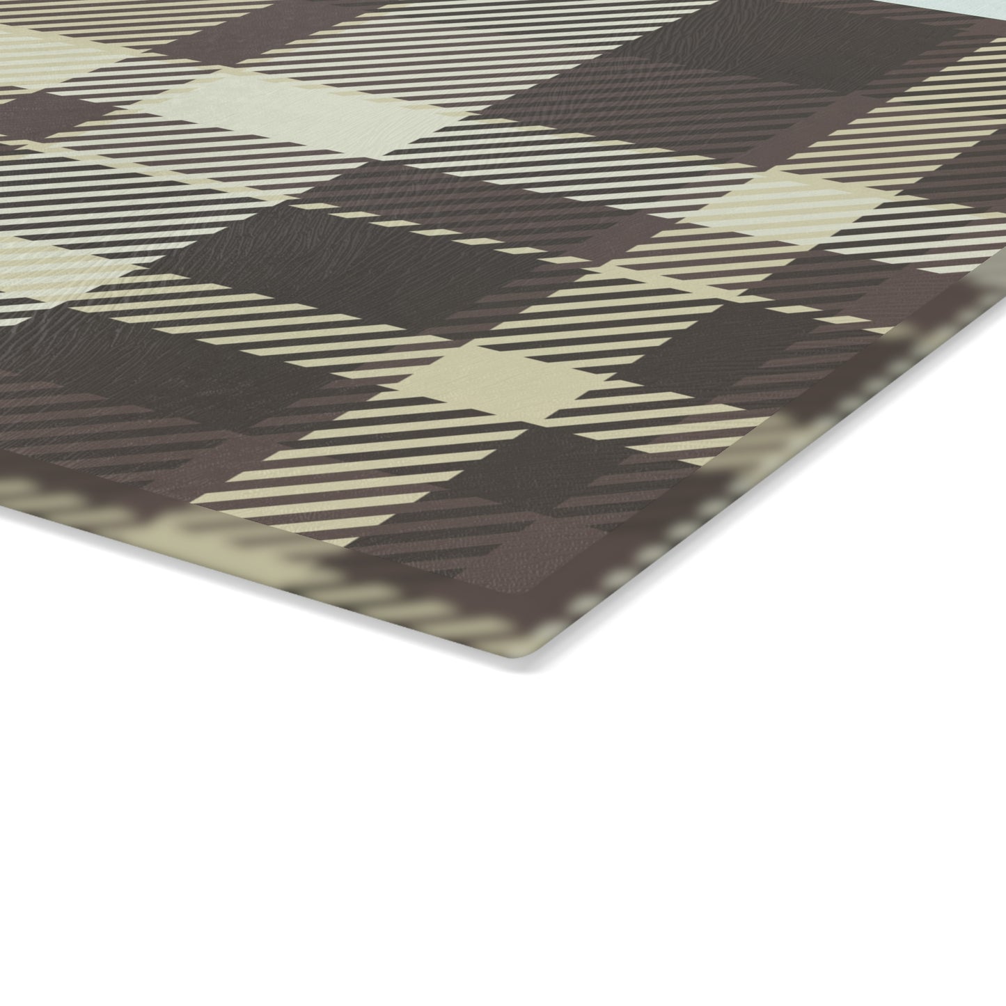 Plaid Glass Cutting Board — Neutral Buffalo Check Kitchen Board