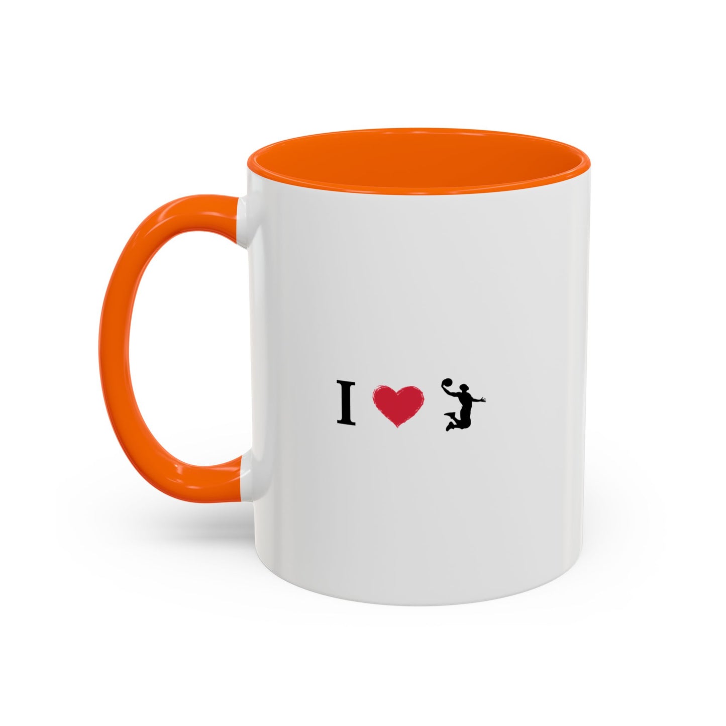 I Love Basketball Coffee Ceramic Mug, Cute Coffee Lover Gift, Personalized Mug for Fun, Black Accent Mug for Birthdays, Holidays, Office - TRV
