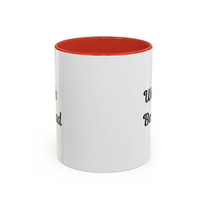 Black trim coffee mug with "World's Best Dad" accent design, available in 11oz and 15oz sizes, by Printify.