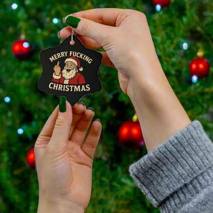 Funny Ceramic Christmas Ornament, Holiday Decoration, Unique Gift for Christmas, Santa Decor, Humorous Ornament - TRV