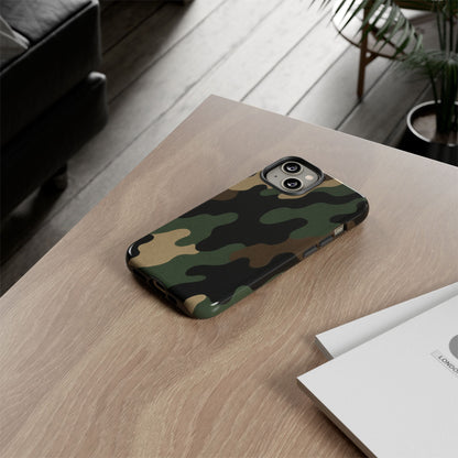 Rugged military green camo phone case by Printify, protective cover designed for durable smartphone protection.