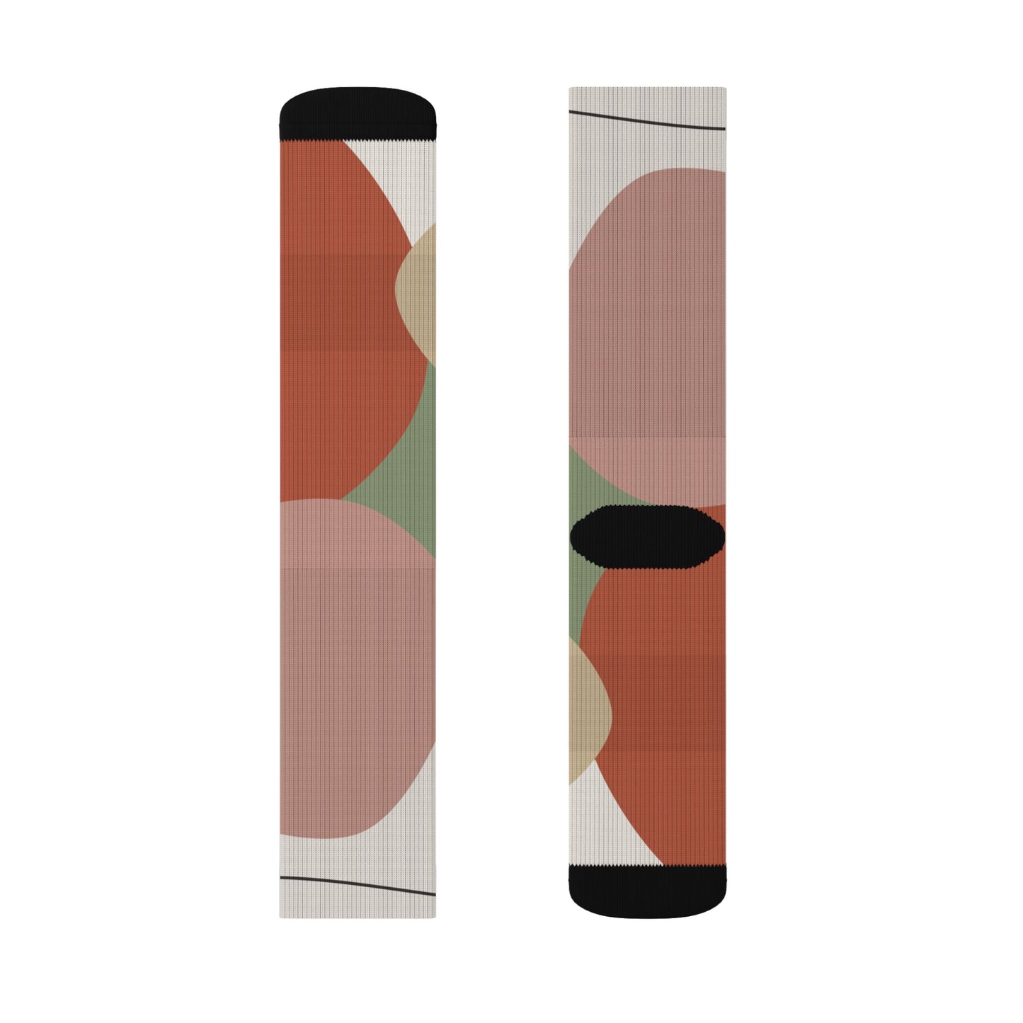 Abstract Geometric Floral Sublimation Socks | Colorblock Crew Socks