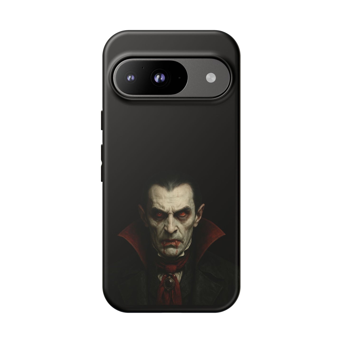 Gothic vampire portrait phone case for iPhone featuring Dracula horror design, made by Printify.