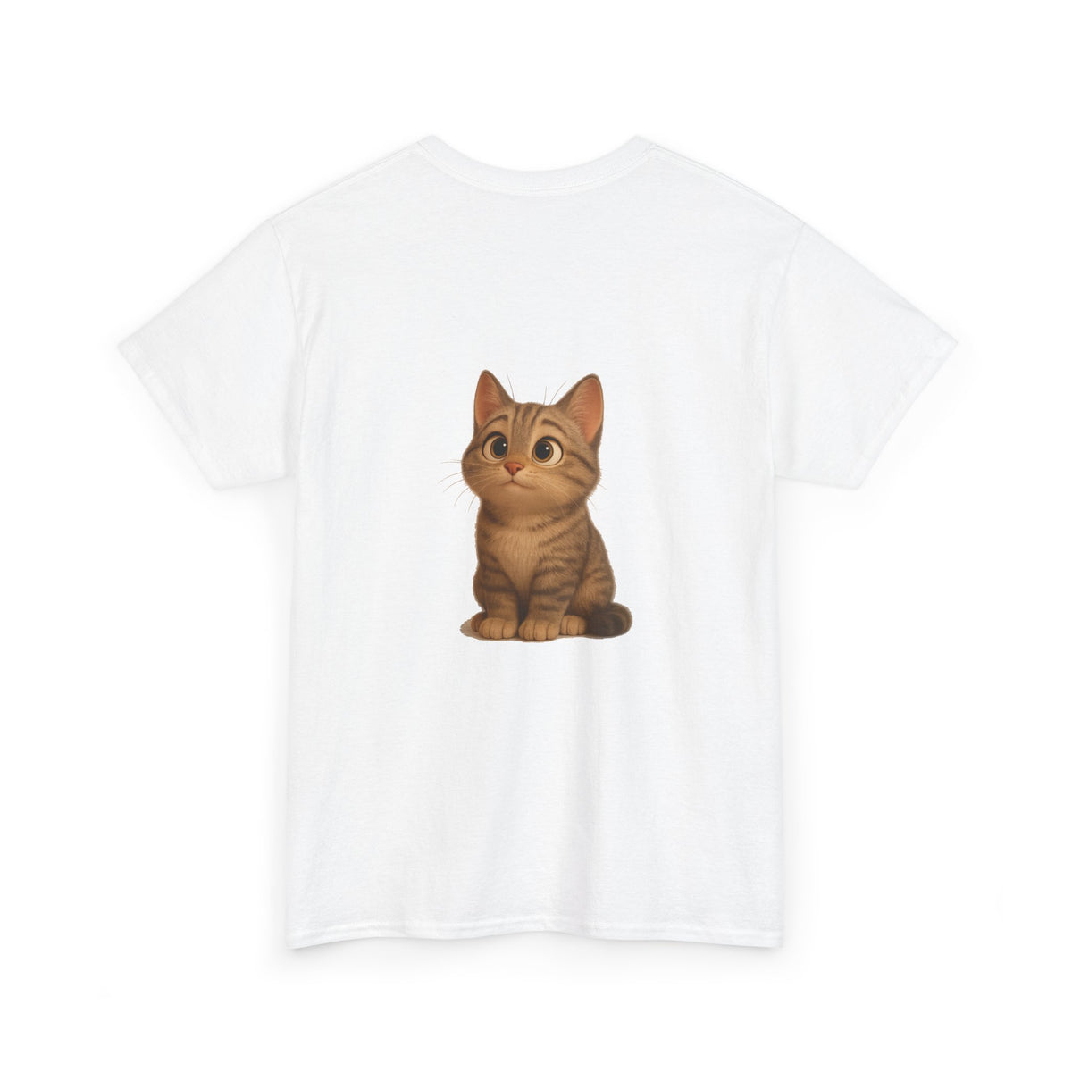 Brown kitten graphic T-shirt for cat lovers, stylish Printify cat lover tee with cute feline design on soft fabric.