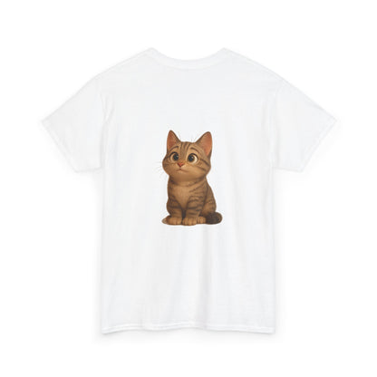 Brown kitten graphic T-shirt for cat lovers, stylish Printify cat lover tee with cute feline design on soft fabric.
